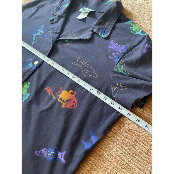 Vintage Coconut Bay  Shirt 2X Fish Print Button Front Made in USA Unisex Style - Picture 4 of 7